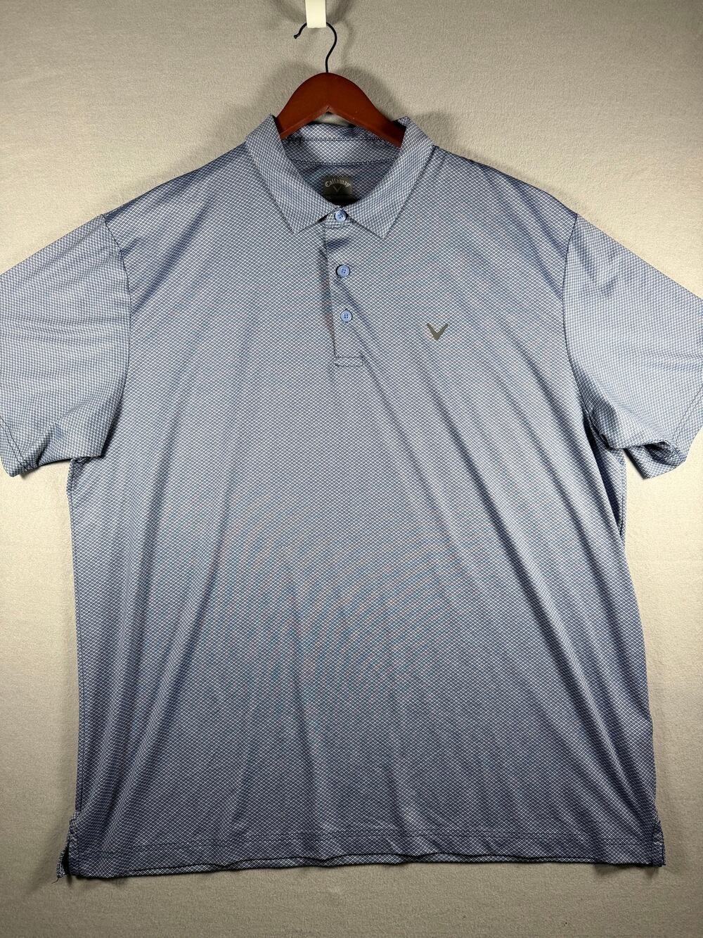 Callaway Men’s XXL Polo Shirt Blue Geometric Print Golf Short Sleeve